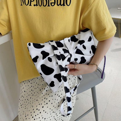 Fashion Large Bow Shoulder Bag For Girls Cute Cow Print Crossbody Bags Women Lovely Shopping Bags