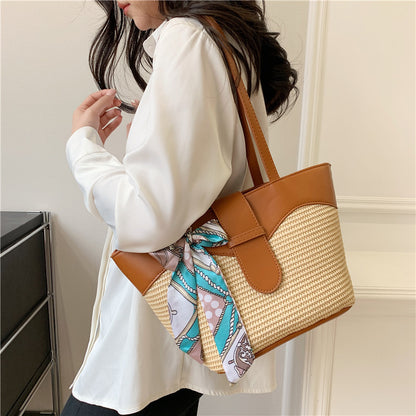 Women's Fashion Simple Silk Scarf Bow Shoulder Bag