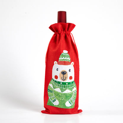 Christmas Gift Diamond Painted Red Wine Bag