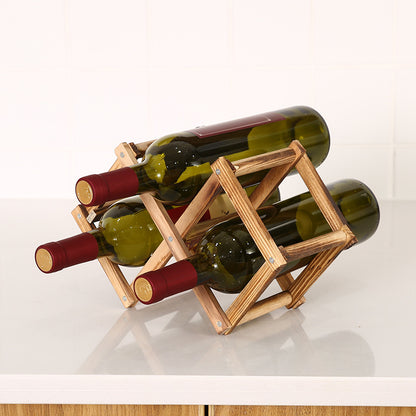 Folding solid wood wine rack