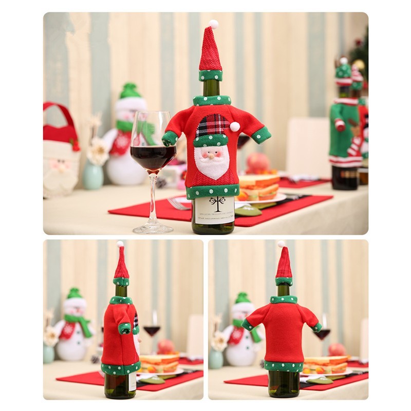 Christmas Wine Bottle Cover Embroidery Cartoon Wine Bottle Set