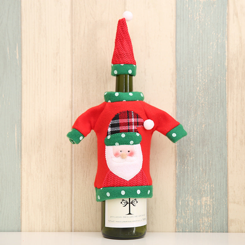 Christmas Wine Bottle Cover Embroidery Cartoon Wine Bottle Set