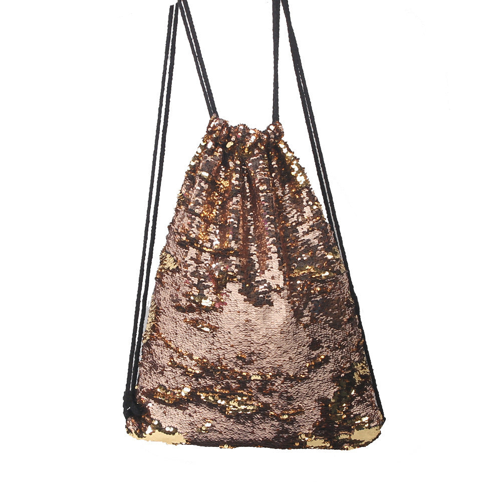 Mermaid sequin sports bag drawstring backpack