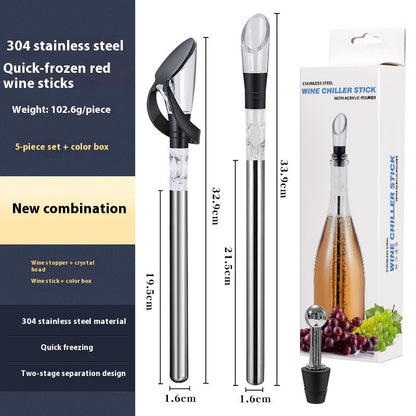 304 Creative Red Wine Cooling Ice Wine Rod Stainless Steel Pourer