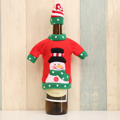 Christmas Wine Bottle Cover Embroidery Cartoon Wine Bottle Set