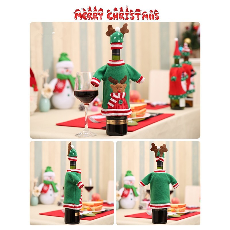 Christmas Wine Bottle Cover Embroidery Cartoon Wine Bottle Set