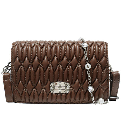 Womens Casual Braided Belt With Diamond-Encrusted Hand Bill Of Lading Shoulder Slung Banquet Bag