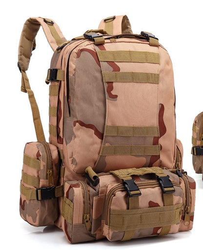 Men's Travel Backpack Oxford Cloth Outdoors Backpack Army Camouflage Tactics Double Shoulder Bag Mountaineering Large Combination Backpack