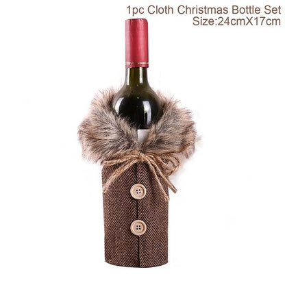 Wine Bottle Cover Merry Christmas Decorations