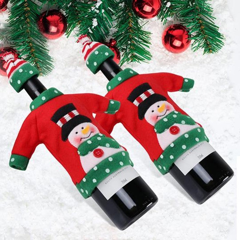 Christmas Wine Bottle Cover Embroidery Cartoon Wine Bottle Set