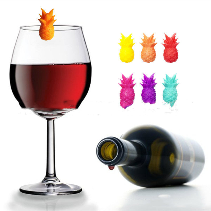 Silicone wine glass pineapple marker distinguisher