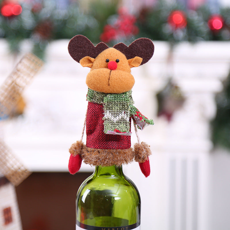 Christmas Decoration Red Wine Bottle Cover Protective