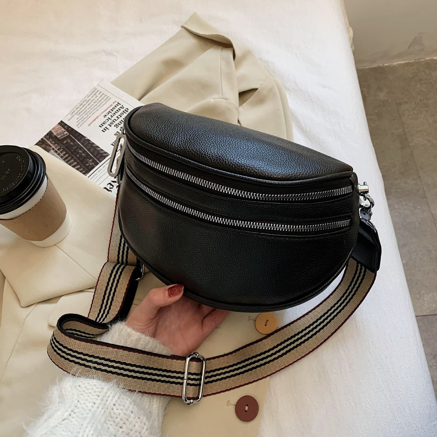 New Wide Shoulder Strap Waist Fashion Popular Western Style One Shoulder Women's Crossbody Bag