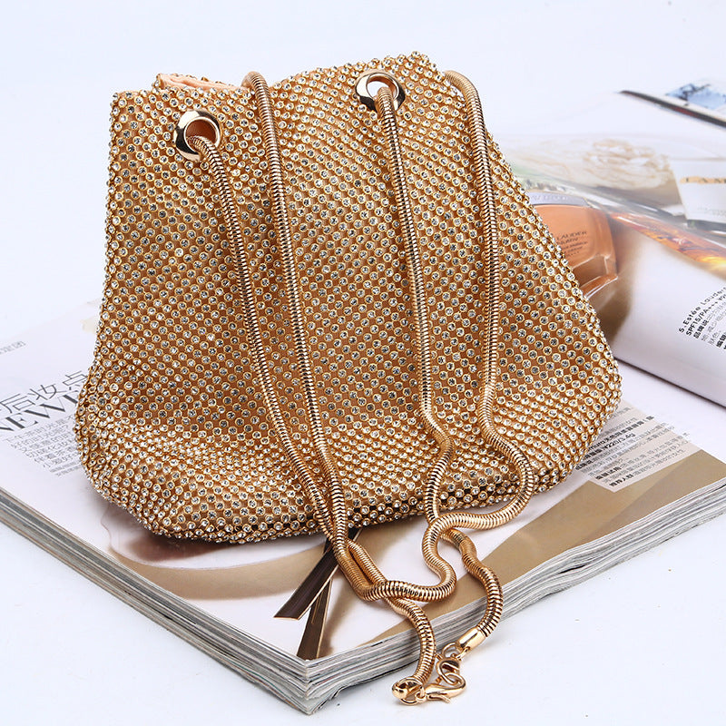 Women Crystal Diamond Clutch Bags String Satin Crossbody Bag Glitter Evening Bags Gold Clutch Party Purse Woman Handbag