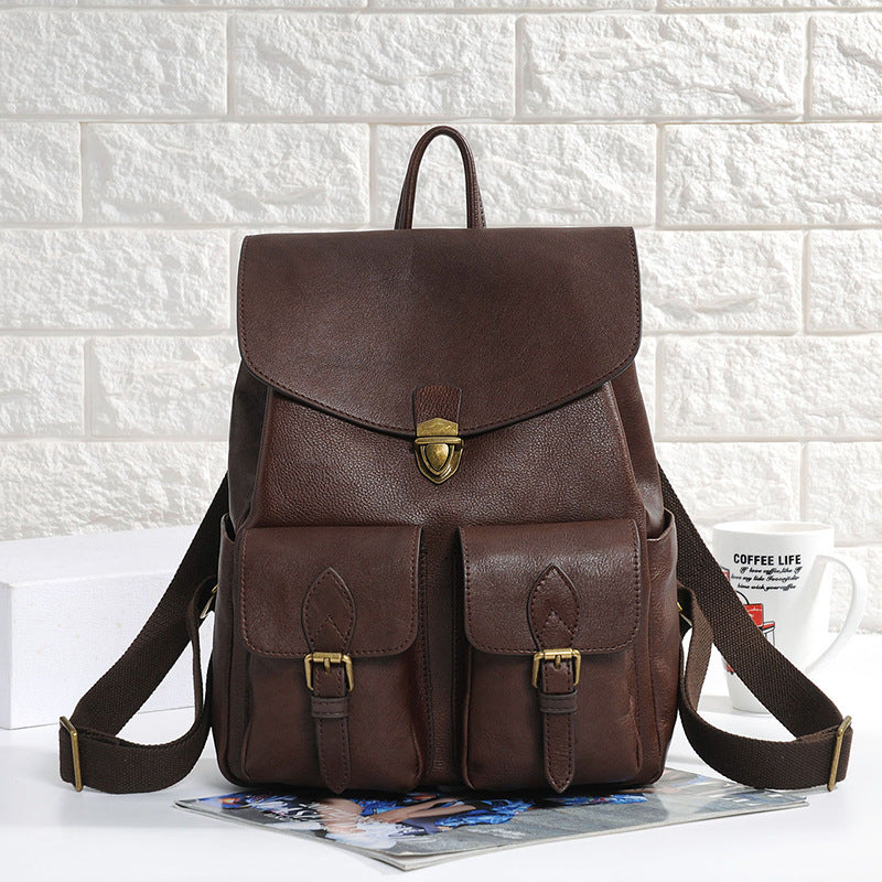 Women's First Layer Cowhide Vintage Backpack