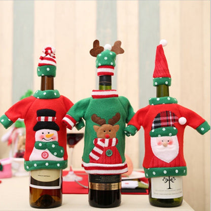 Christmas Wine Bottle Cover Embroidery Cartoon Wine Bottle Set