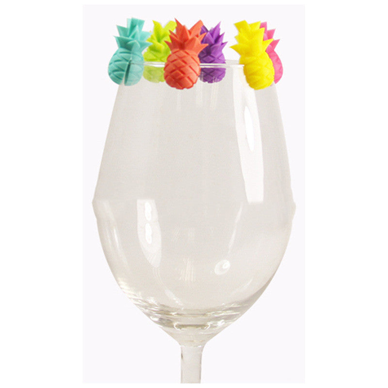 Silicone wine glass pineapple marker distinguisher