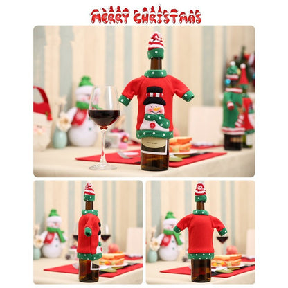 Christmas Wine Bottle Cover Embroidery Cartoon Wine Bottle Set