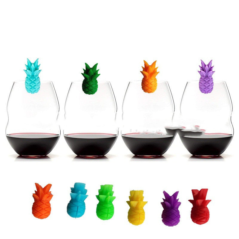 Silicone wine glass pineapple marker distinguisher