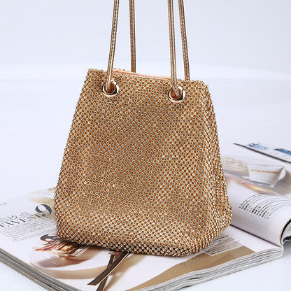 Women Crystal Diamond Clutch Bags String Satin Crossbody Bag Glitter Evening Bags Gold Clutch Party Purse Woman Handbag