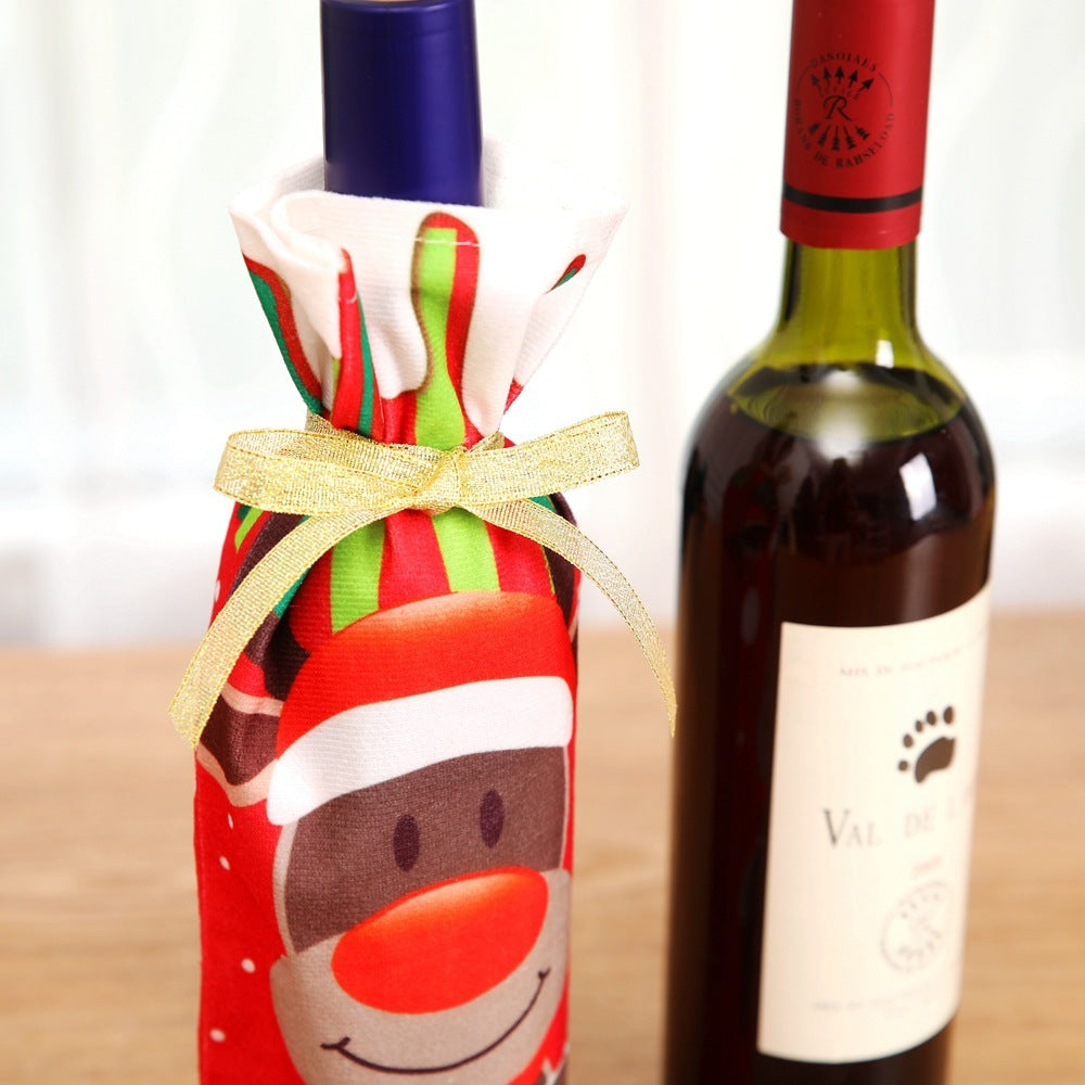 Wine bottle set with christmas decorations