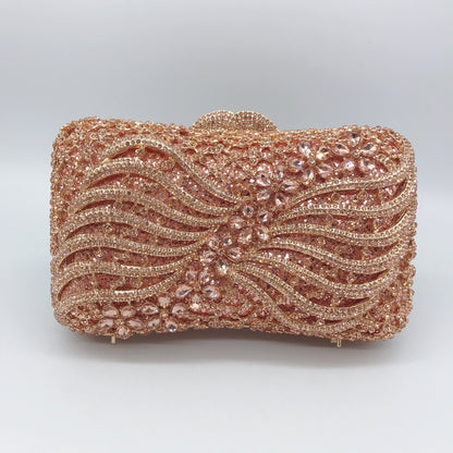 Bow Ribbon Diamond Evening Bag Hollow Rhinestone Banquet European And American Clutch