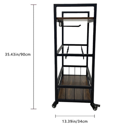 Home Bar Trolley, 3-tier Bar Trolley On Wheels, Wine Cart, Beverage Cart, Kitchen, Living Room, Dining Room Service Cart, Black