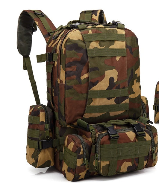 Men's Travel Backpack Oxford Cloth Outdoors Backpack Army Camouflage Tactics Double Shoulder Bag Mountaineering Large Combination Backpack