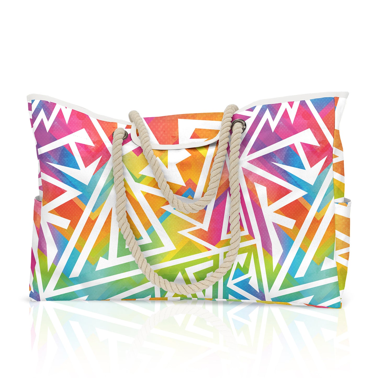 Women's Large Capacity Printed Striped Beach Bag