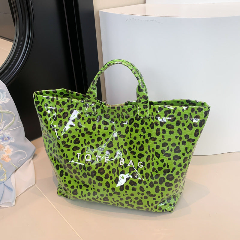 Larte Tote Leopard Handbag, Transparent PVC Beach Bag For Gym, Pool, And Travel With Inner Zipper Pocket