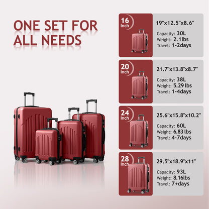 Curved Vertical Stripe 4-in-1 Trolley Case 16in 20in 24in 28in ABS Aluminum Alloy Tie Rod