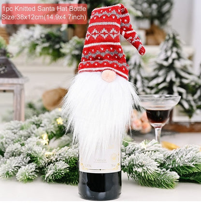 Wine Bottle Cover Merry Christmas Decorations