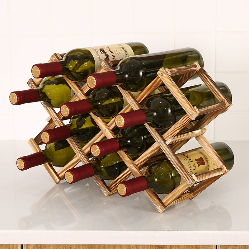 Folding solid wood wine rack