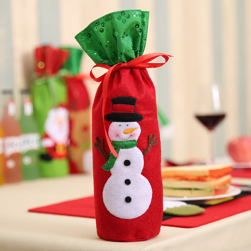 Sequin embroidery wine bottle bag old snowman deer wine bag