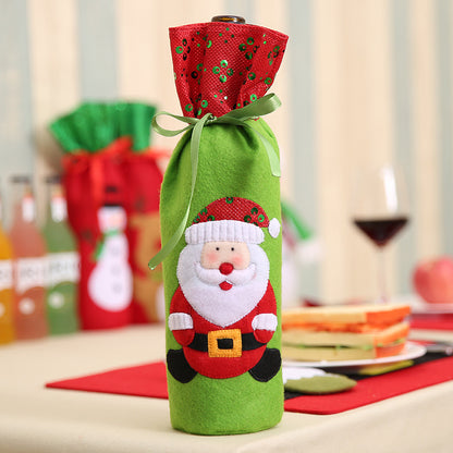 Sequin embroidery wine bottle bag old snowman deer wine bag