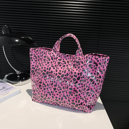 Larte Tote Leopard Handbag, Transparent PVC Beach Bag For Gym, Pool, And Travel With Inner Zipper Pocket