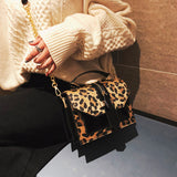 Korean Style Leopard Print Shoulder Bag Crossbody Bags For Women With Zipper Decoration Ladies Chain Handbags