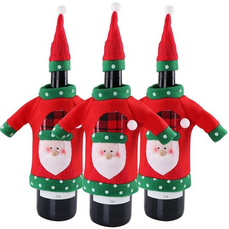 Christmas Wine Bottle Cover Embroidery Cartoon Wine Bottle Set