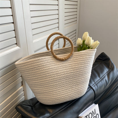 Woven Beach Vacation Portable Straw Bag