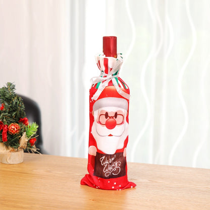 Wine bottle set with christmas decorations