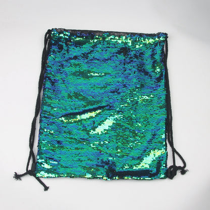 Mermaid sequin sports bag drawstring backpack