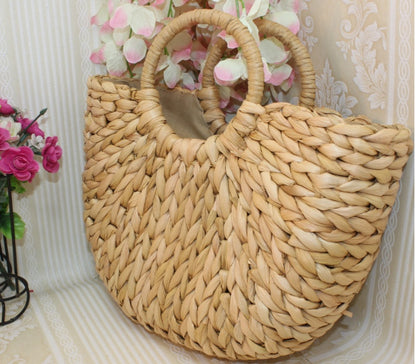 Beach cartoon female flowers mini cute straw woven bag