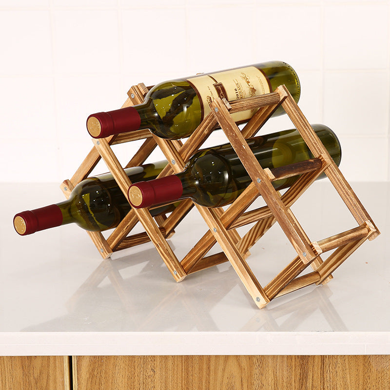 Folding solid wood wine rack