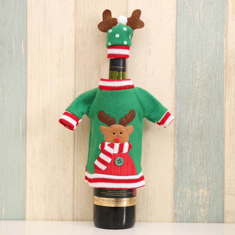 Christmas Wine Bottle Cover Embroidery Cartoon Wine Bottle Set