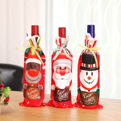 Wine bottle set with christmas decorations