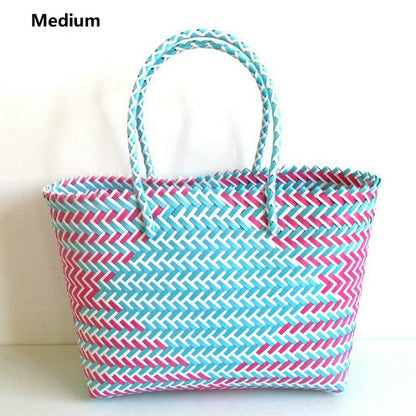 Woven Portable Striped Color Matching Beach Fashion Women's Bag