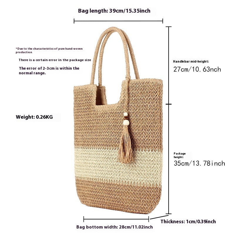 Woven Bag Women's Beach Travel Large Capacity Handbag