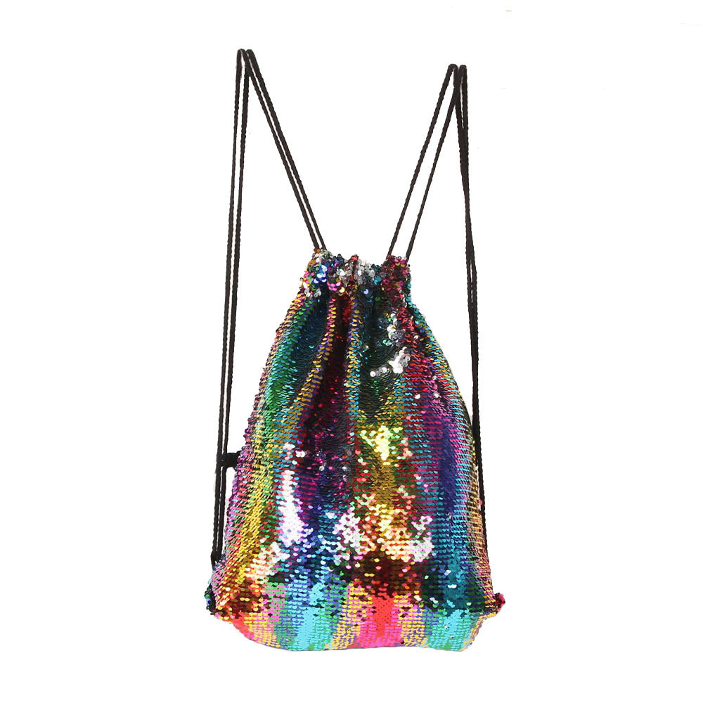 Mermaid sequin sports bag drawstring backpack