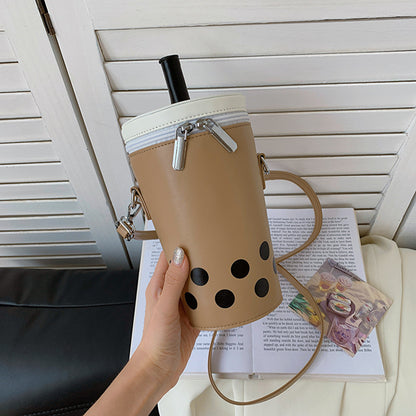 Milk Tea Personalized Small Bags Women's New Fashion Messenger Phone Bag Cute Girl Bucket Backpack