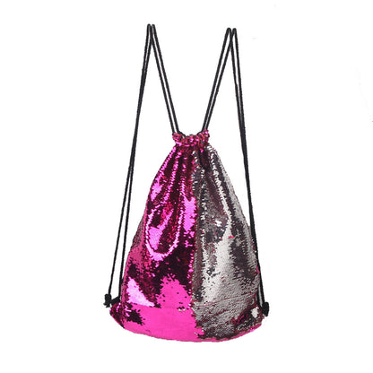 Mermaid sequin sports bag drawstring backpack